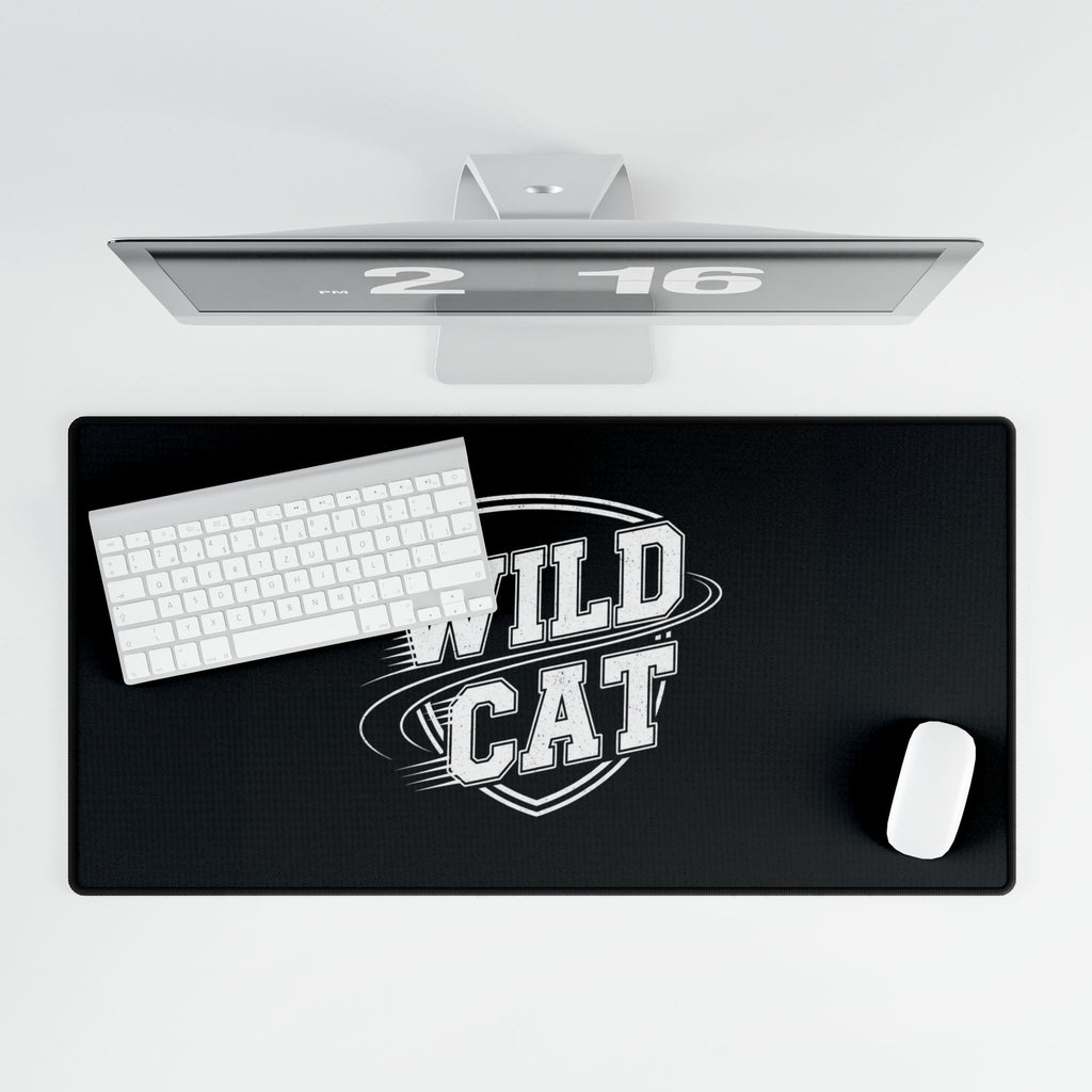 Wild Cat Desk Mat — Large Black Gaming/Office Mouse Pad 80 x 40 cm